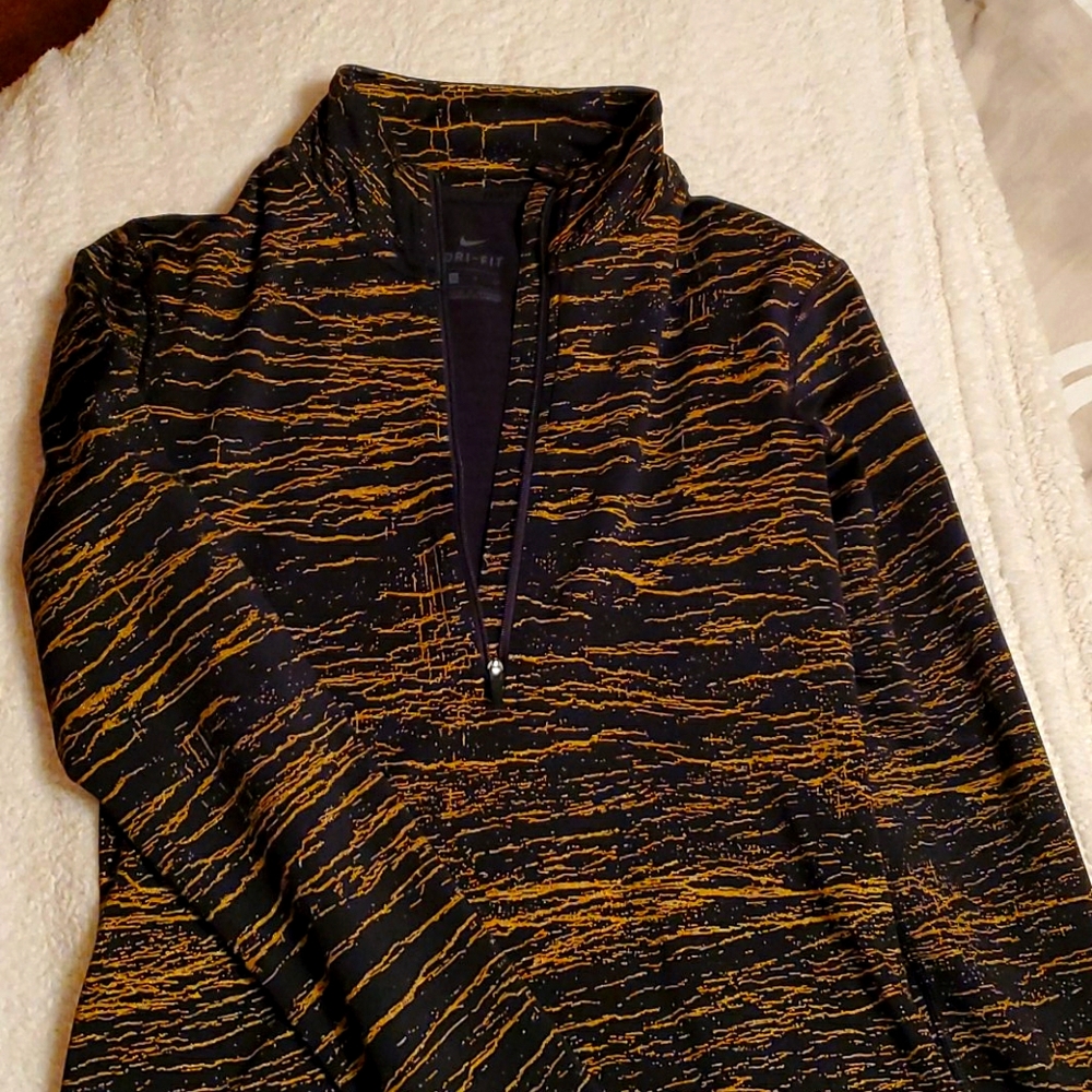 Nike Dri-Fit Pro Zip Pullover Gold Black S